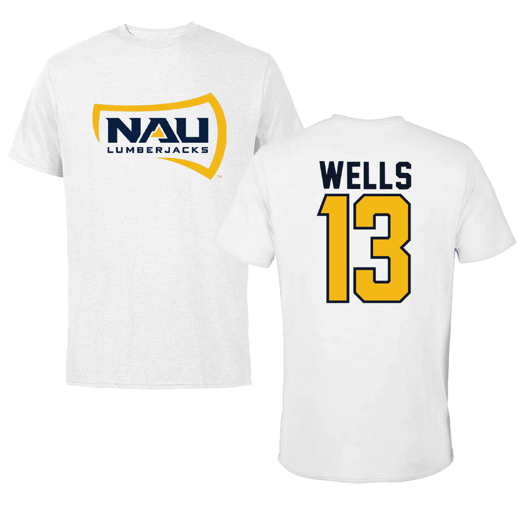 Northern Arizona University Soccer White Performance Tee - #13 Deniah Wells