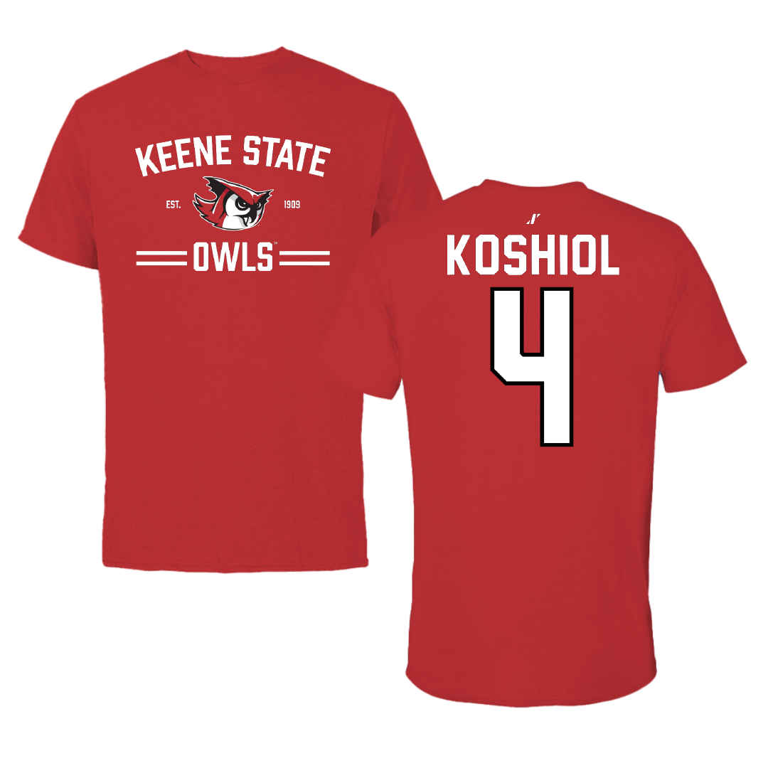 Keene State College Ice Hockey Red General Tee - #4 Ryan Koshiol