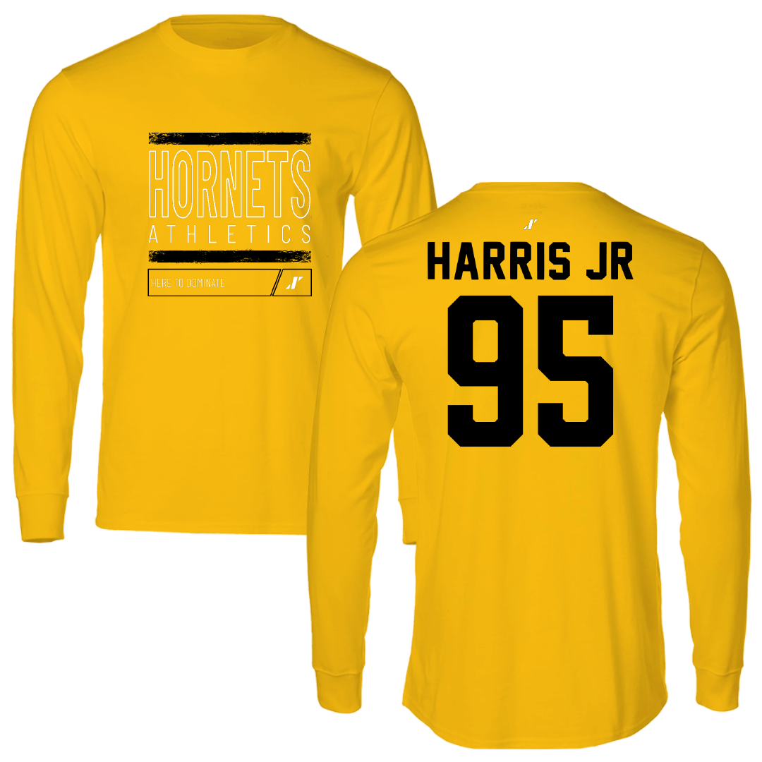 Alabama State University Football Gold Dominate Performance Long Sleeve - #95 Cornell Harris Jr