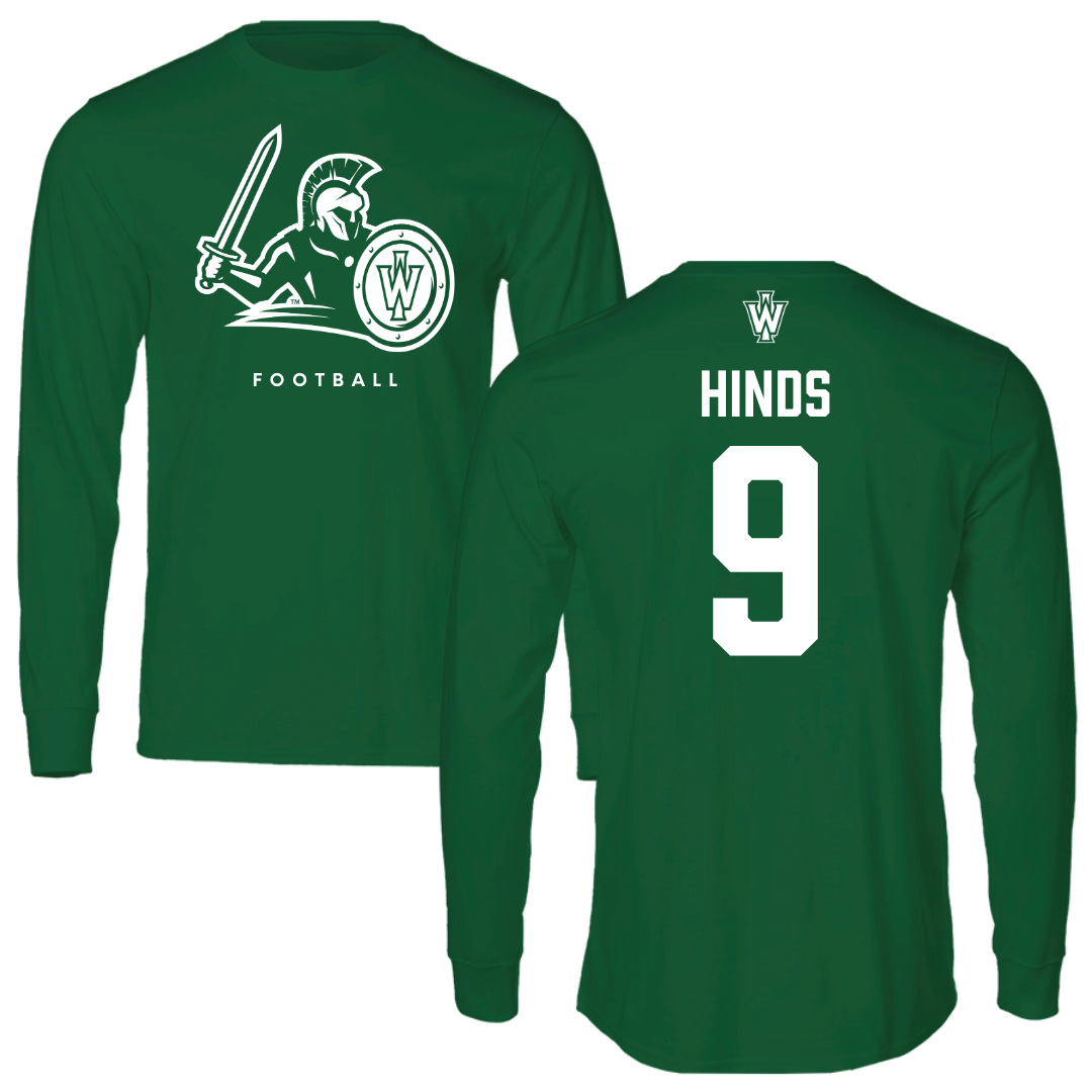 Illinois Wesleyan University Football Kelly Green Performance Long Sleeve - #9 Zach Hinds
