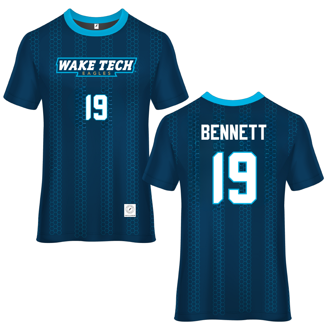 Wake Tech Community College Navy Soccer Jersey - #19 Carter Bennett
