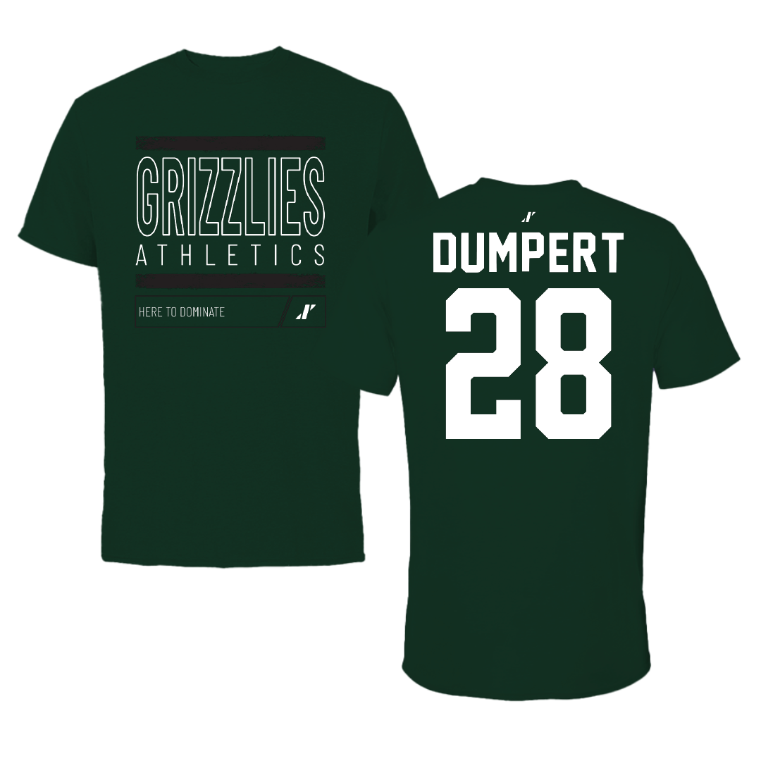 Adams State University Lacrosse Forest Green Dominate Performance Tee - #28 Devon Dumpert