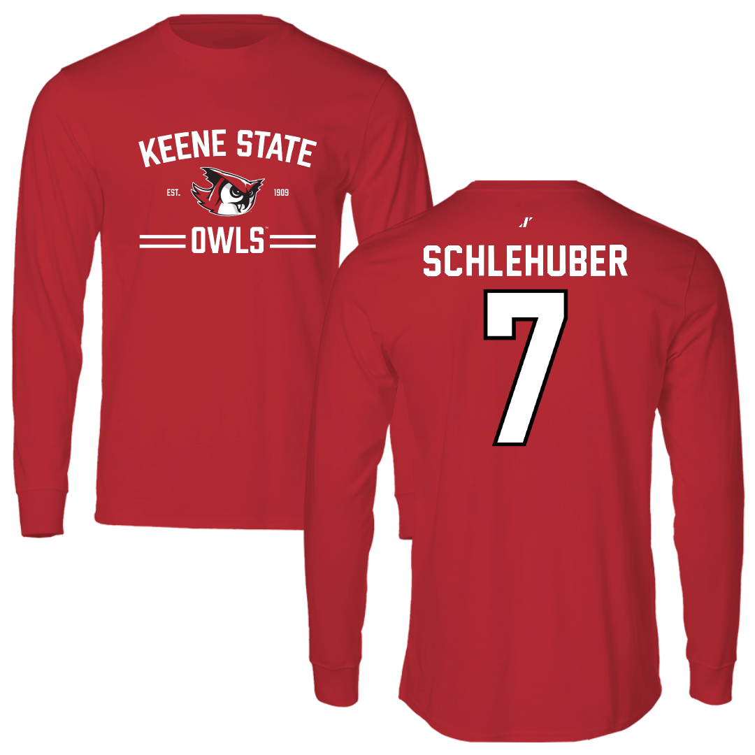 Keene State College Baseball Red General Performance Long Sleeve - #7 Joe Schlehuber