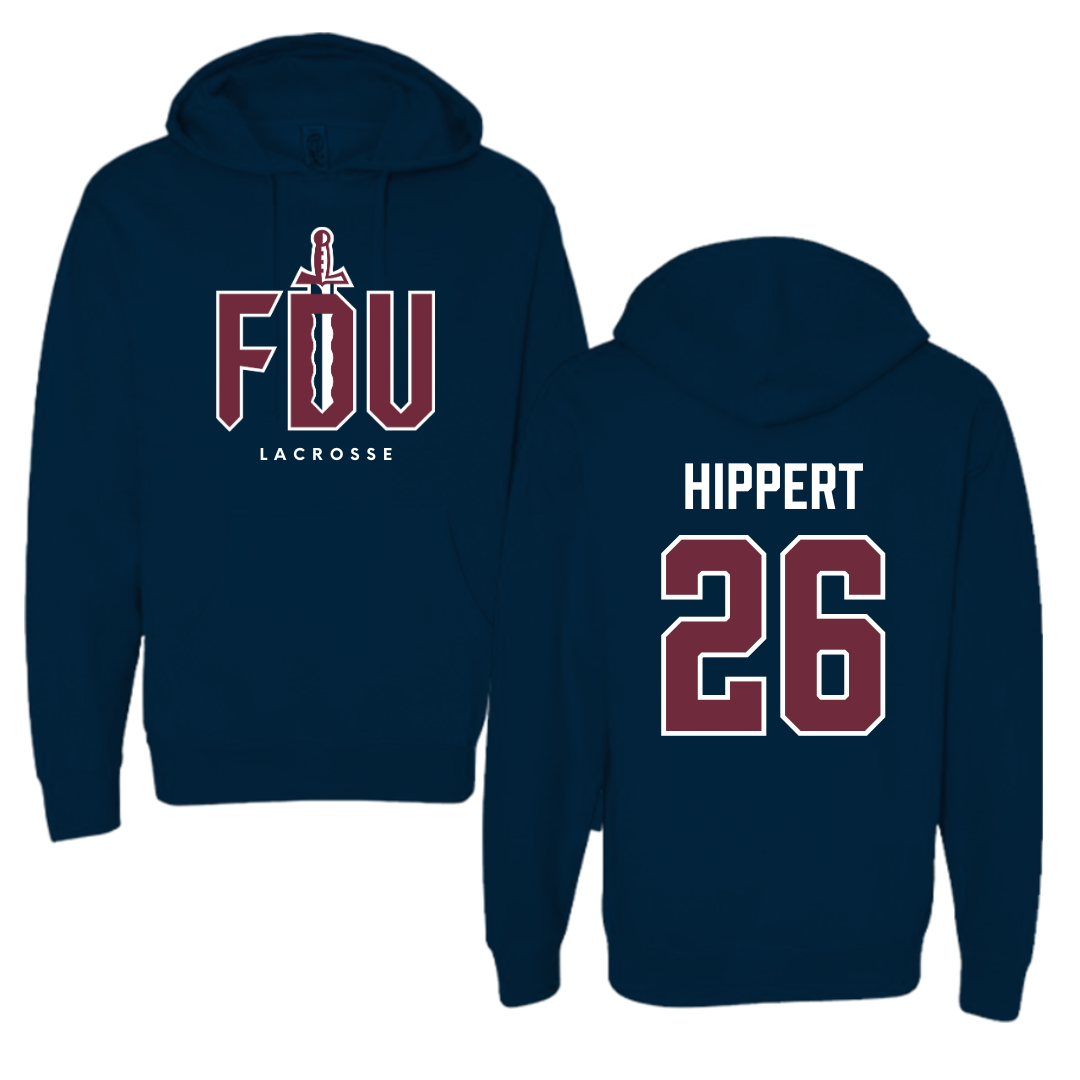 Fairleigh Dickinson University-Metropolitan Campus Lacrosse Navy Hoodie - #26 Kendal Hippert