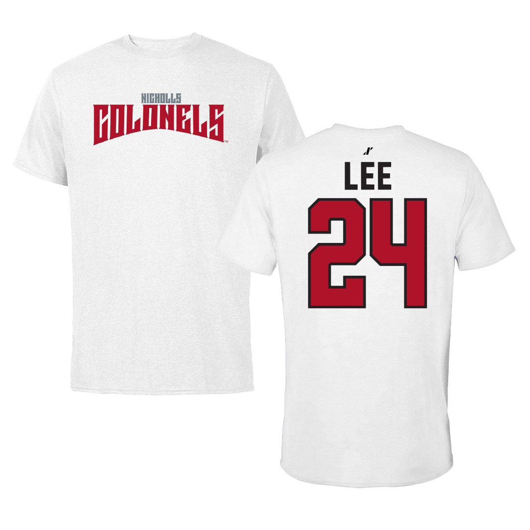 Nicholls State University Basketball White Classic Performance Tee - #24 Khia Lee