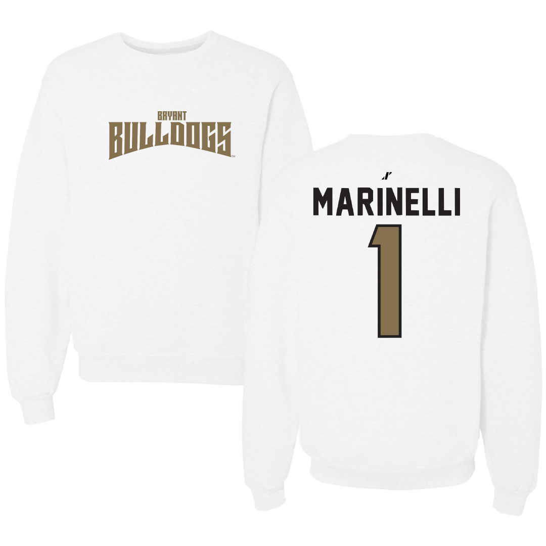 Bryant University Soccer White Classic Crewneck - #1 Luca Marinelli