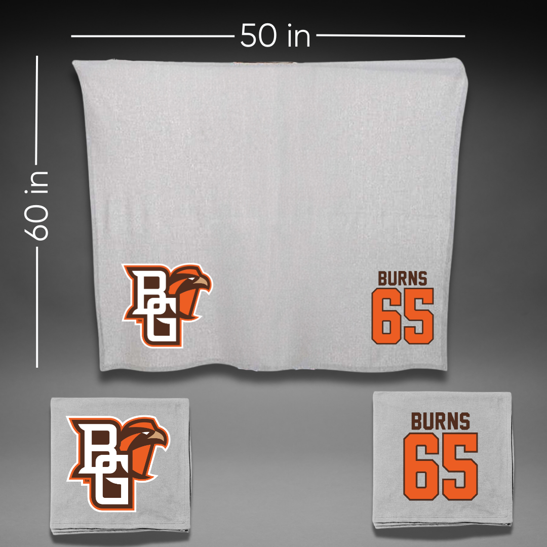 Bowling Green State University Football Gray Blanket - #65 Jake Burns