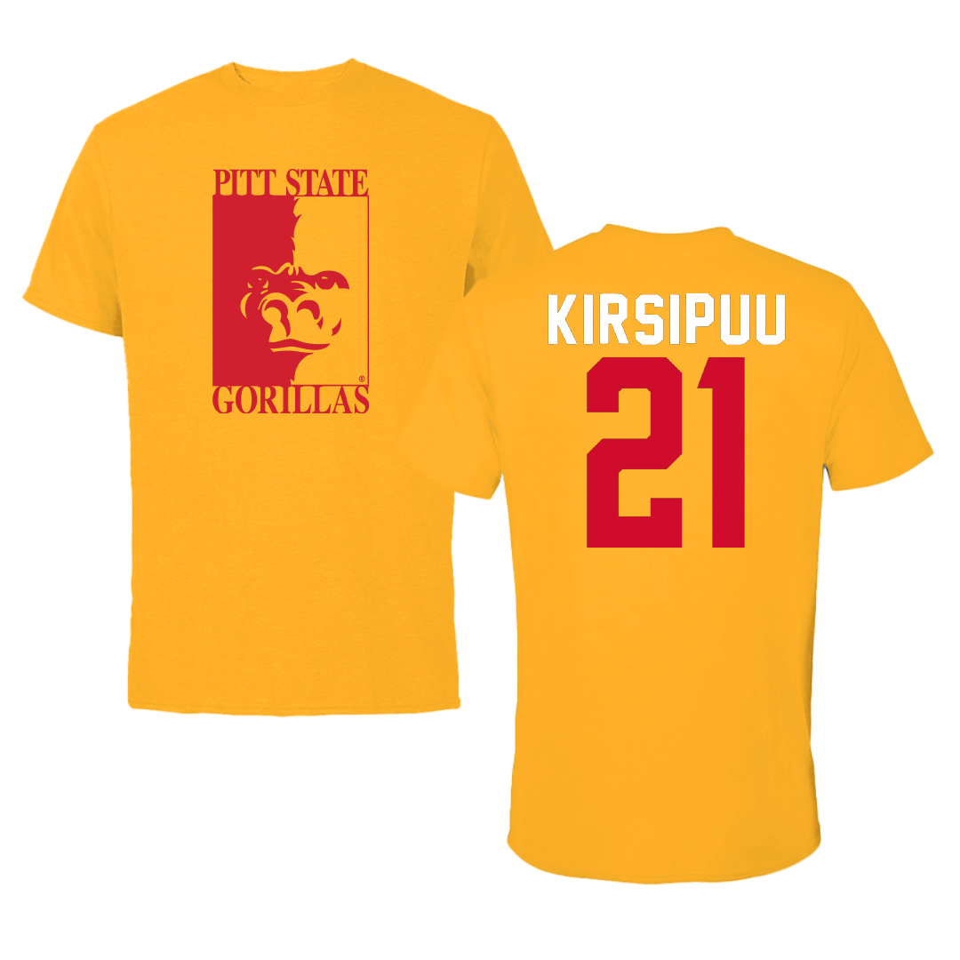 Pittsburg State University Basketball Gold Performance Tee - #21 Johannes Kirsipuu