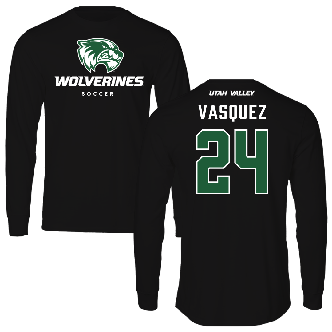 Utah Valley University Softball Black Performance Long Sleeve - #24 Victoria Vasquez