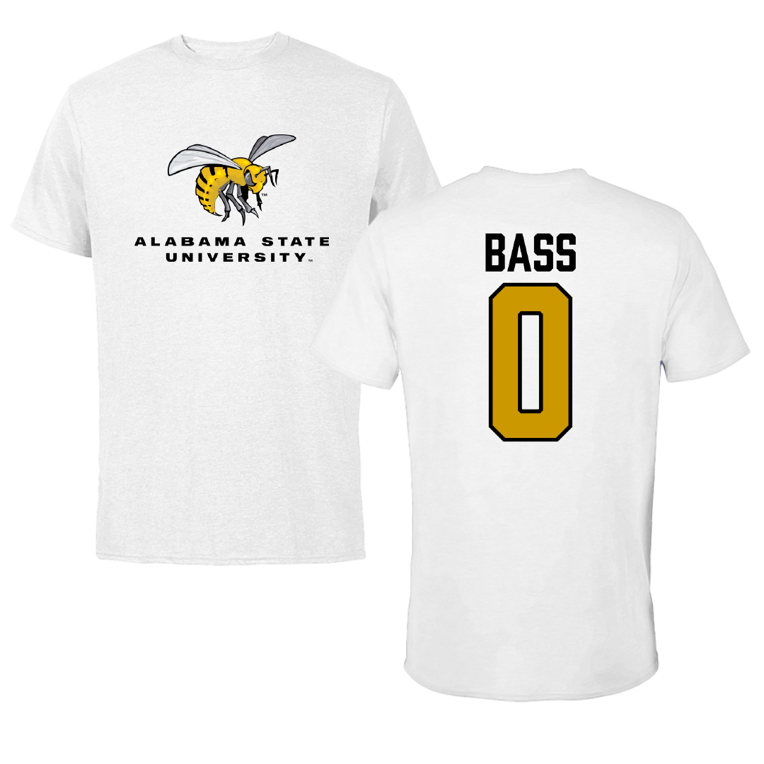 Alabama State University Basketball White Performance Tee - #0 D'Ante Bass