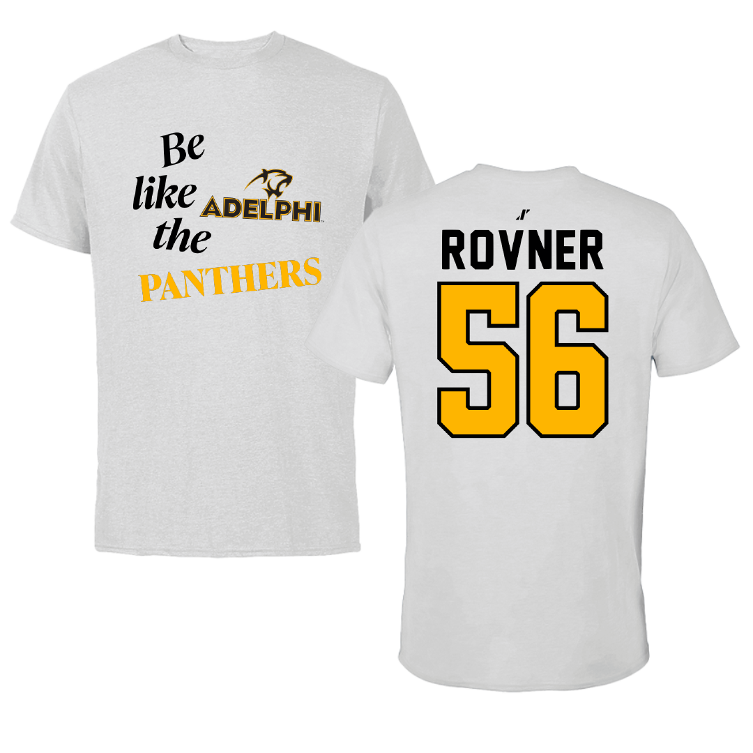 Adelphi University Baseball Light Gray Be Like Us Tee - #56 Zach Rovner