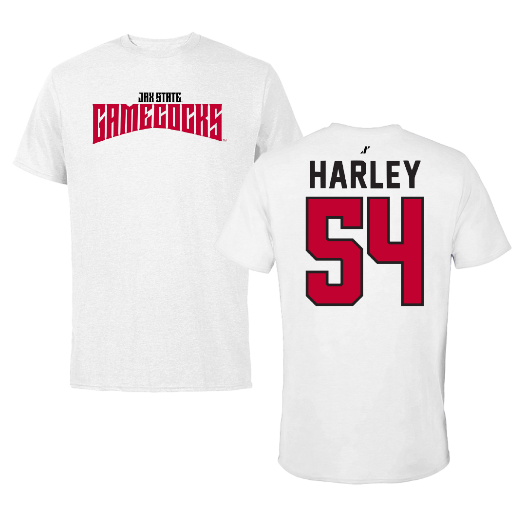 Jacksonville State University Football White Classics Tee - #54 Daveion Harley