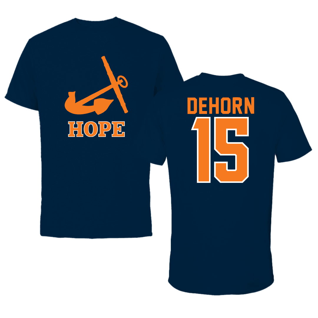 Hope College Football Navy Tee - #15 Kaden DeHorn