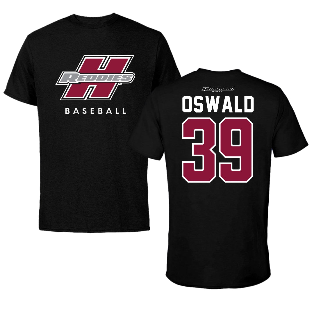 Henderson State University Baseball Black Performance Tee - #39 Cole Oswald
