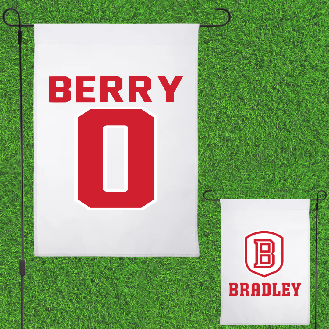 Bradley University Soccer White Garden Flag - #0 Drew Berry