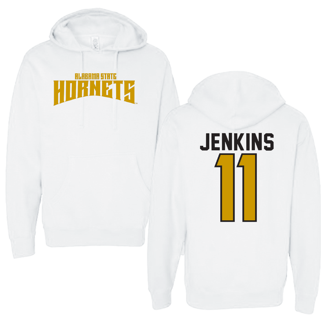 Alabama State University Baseball White Classic Hoodie - #11 Niguel Jenkins