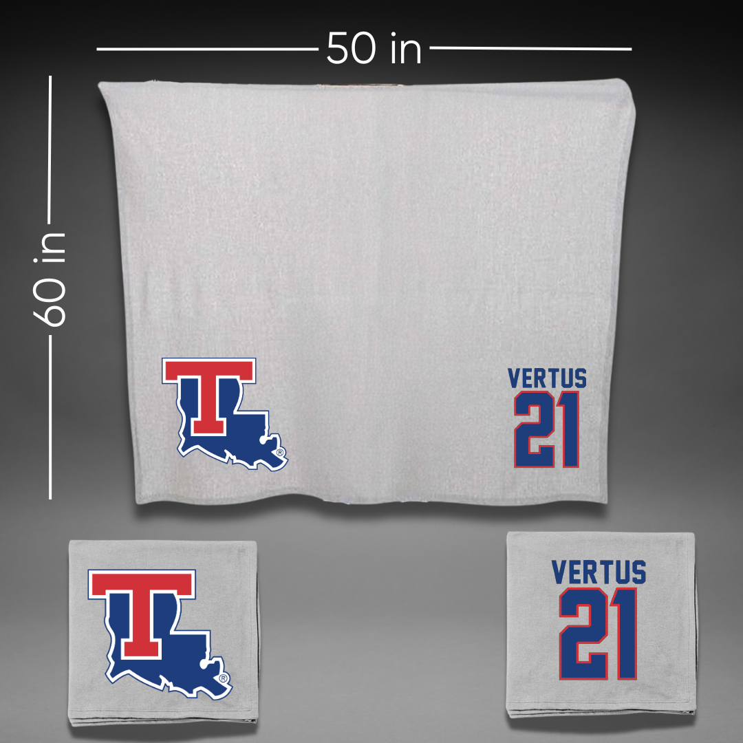 Louisiana Tech University Basketball Gray Blanket - #21 Alex Vertus
