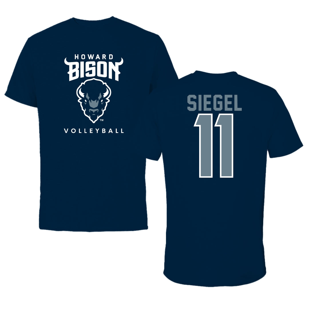 Howard University Volleyball Navy Performance Tee - #11 Madeline Siegel