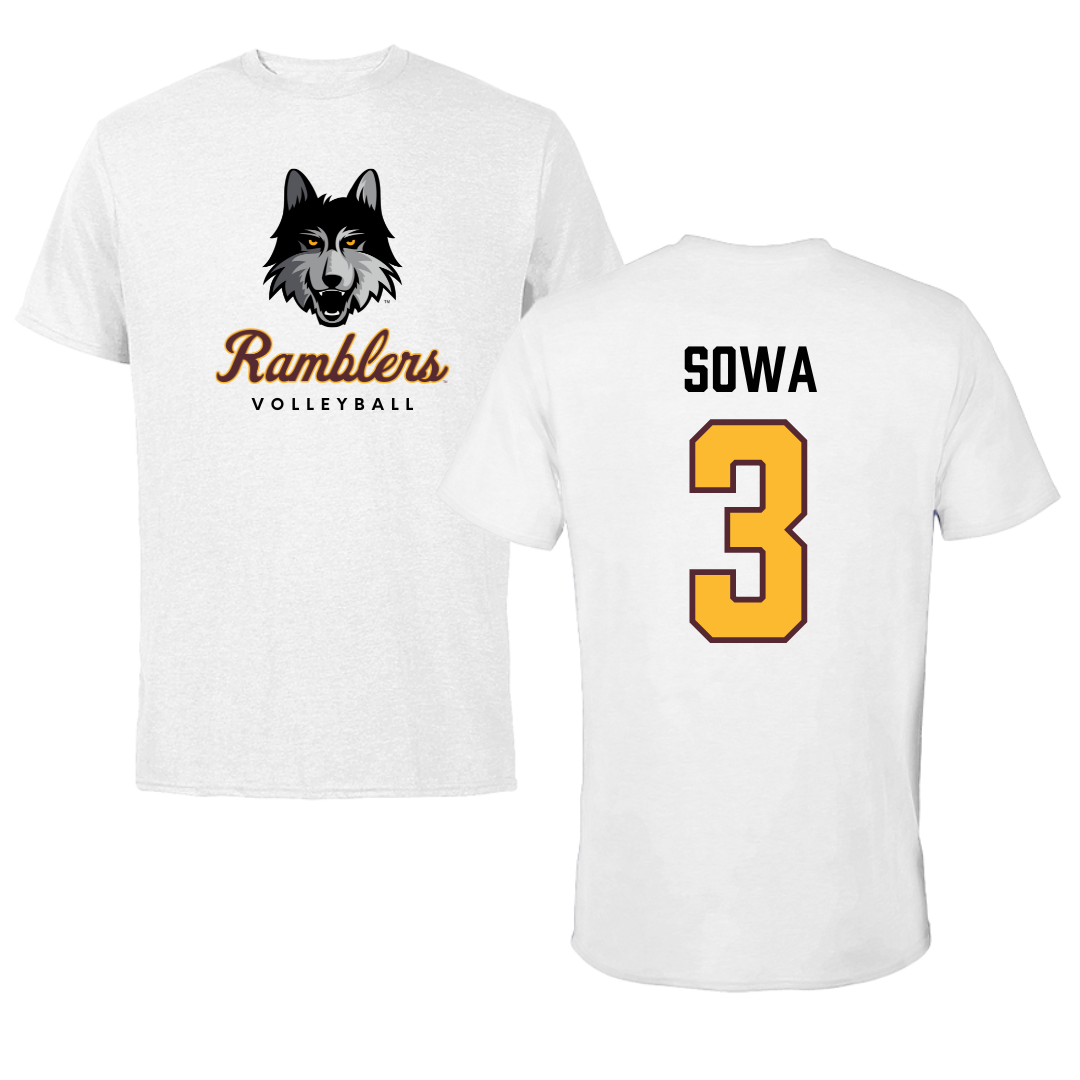 Loyola University-Chicago Volleyball White Ramblers Performance Tee - #3 JJ Sowa