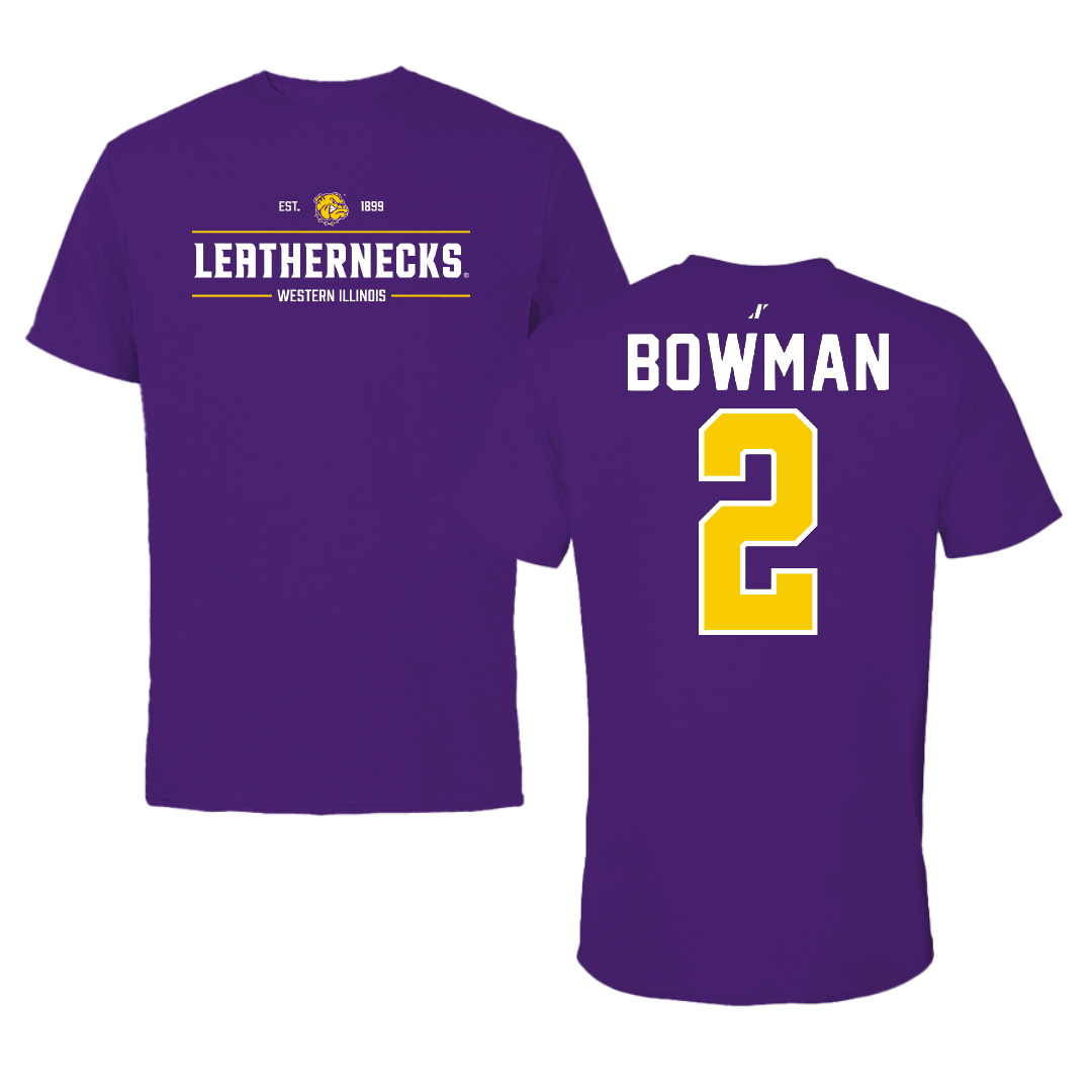 Western Illinois University Basketball Purple General Tee - #2 Shelby Bowman