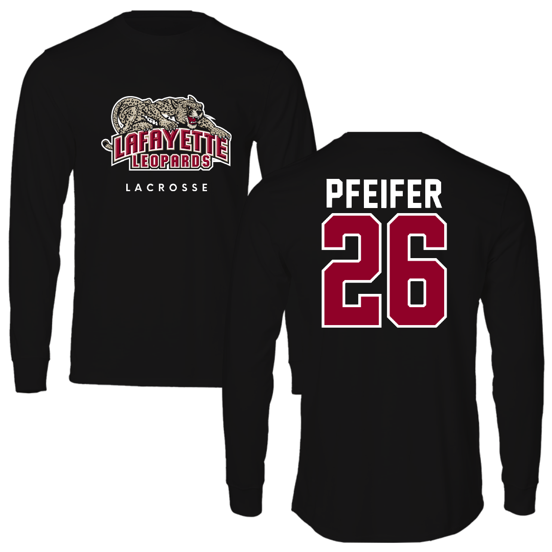 Lafayette College Lacrosse Black Long Sleeve - #26 Drew Pfeifer