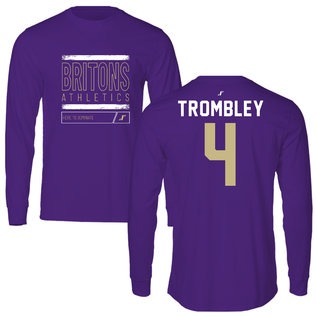 Albion College Baseball Purple Dominate Performance Long Sleeve - #4 Ryan Trombley