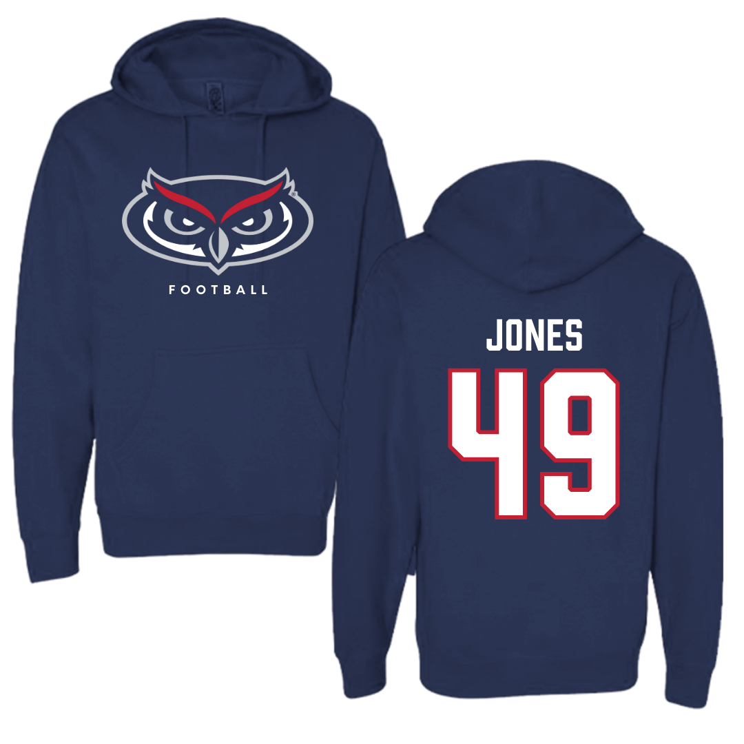 Florida Atlantic University Football Navy Mascot Hoodie - #49 Chris Jones