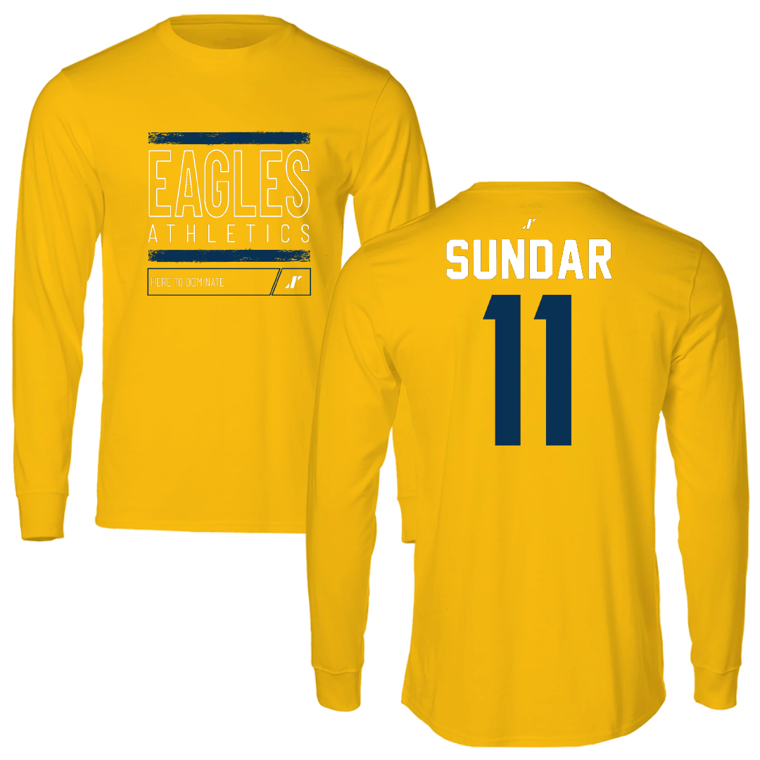 Coppin State University Baseball Gold Dominate Long Sleeve - #11 Pranav Sundar