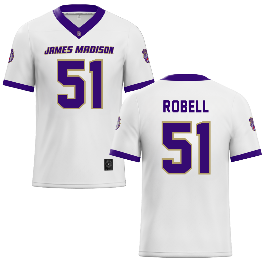 James Madison University White Football Jersey - #51 Riley Robell