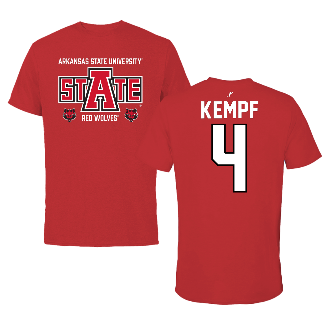 Arkansas State University Soccer Red General Tee - #4 Zoie Kempf