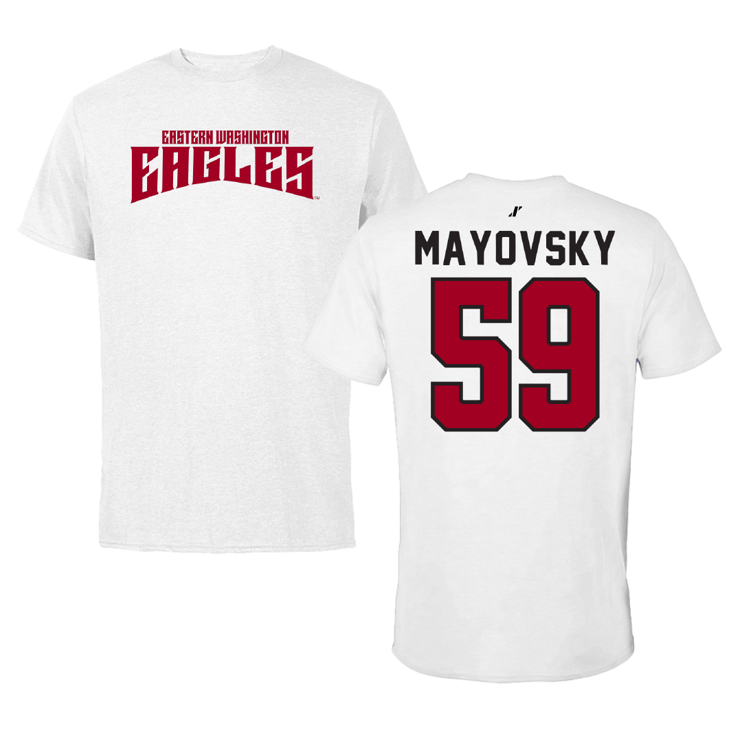Eastern Washington University Football White Classic Tee - #59 Myles Mayovsky