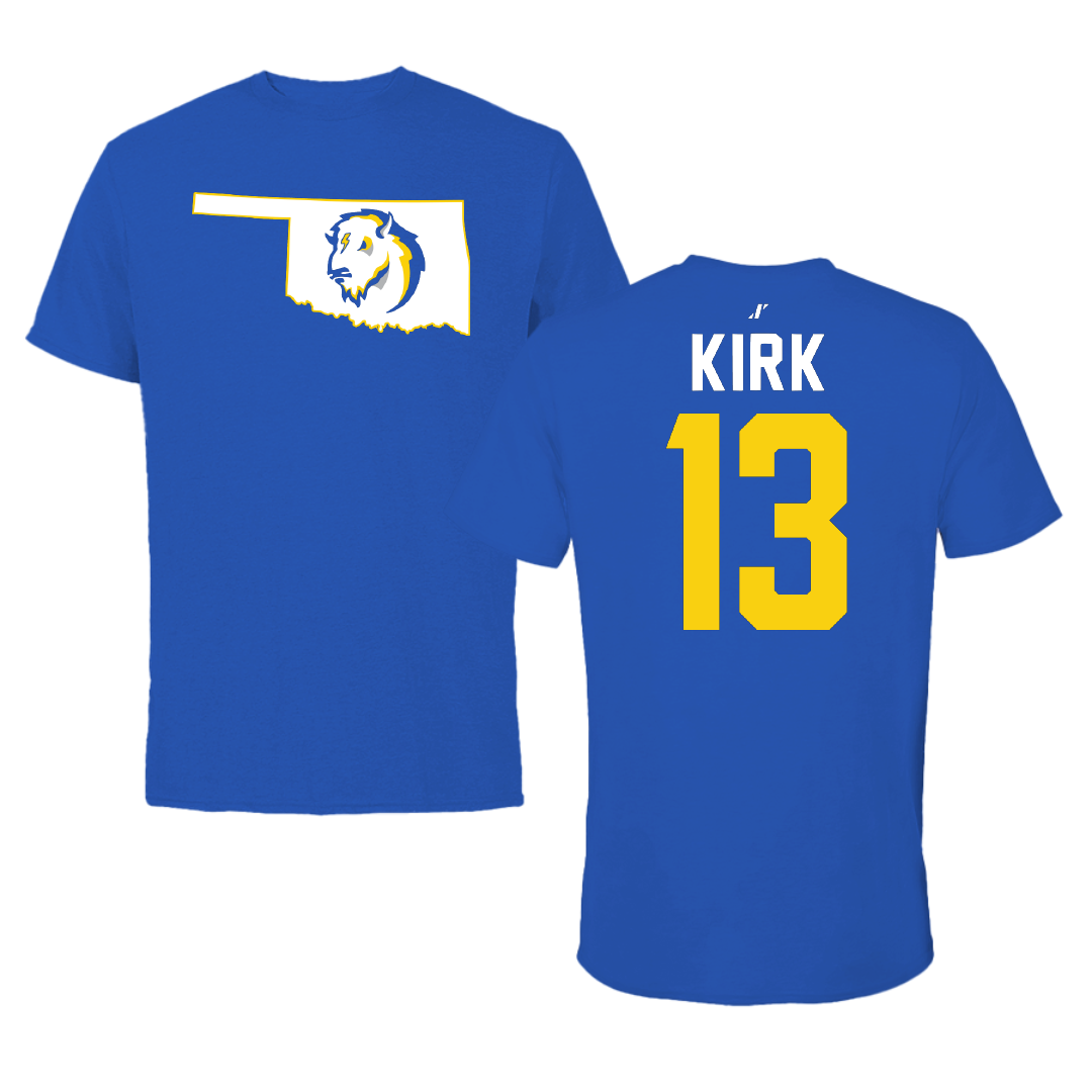 Southeastern Oklahoma State University Baseball Blue State Tee - #13 Ryan Kirk
