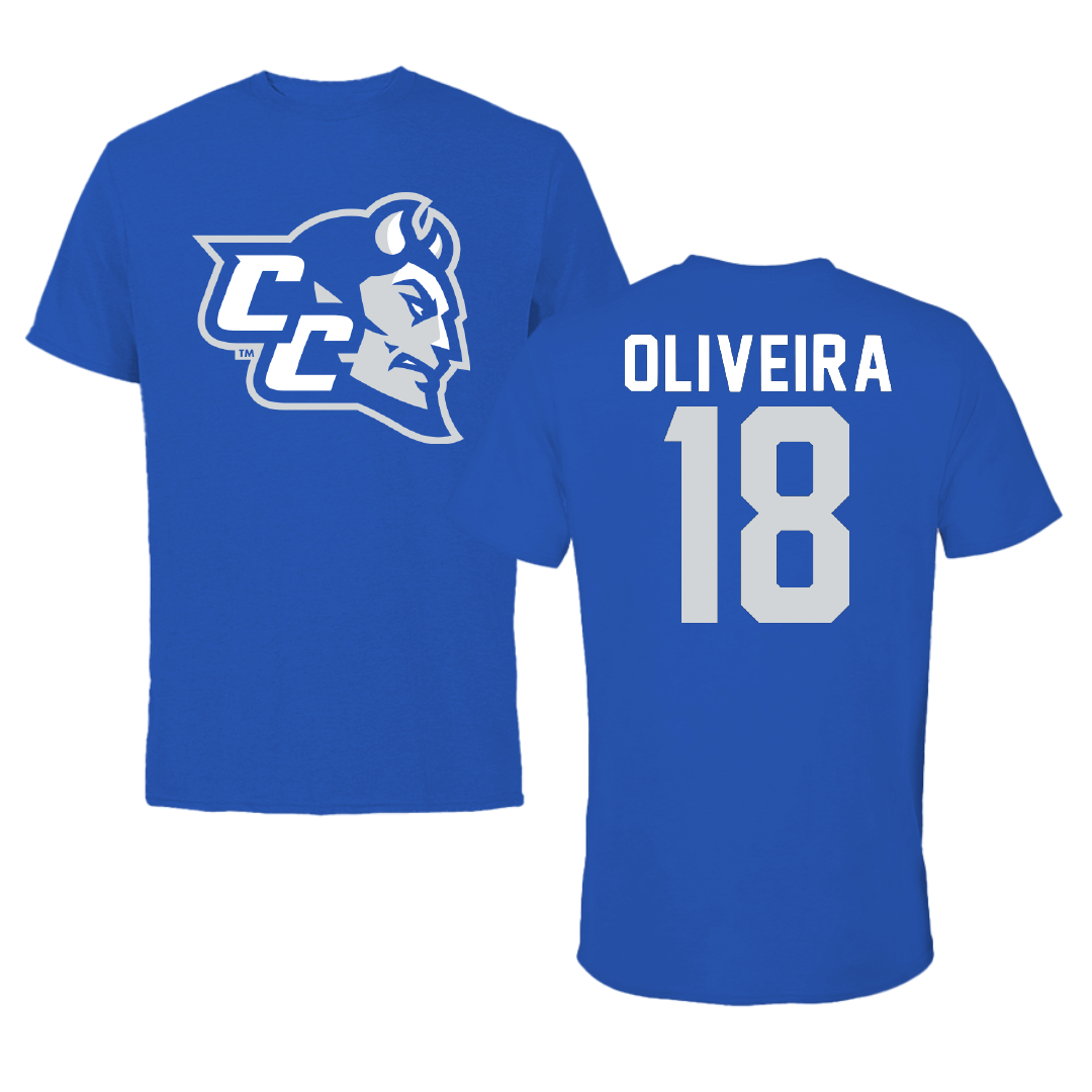 Central Connecticut State University Softball Blue Performance Tee - #18 Victoria Oliveira