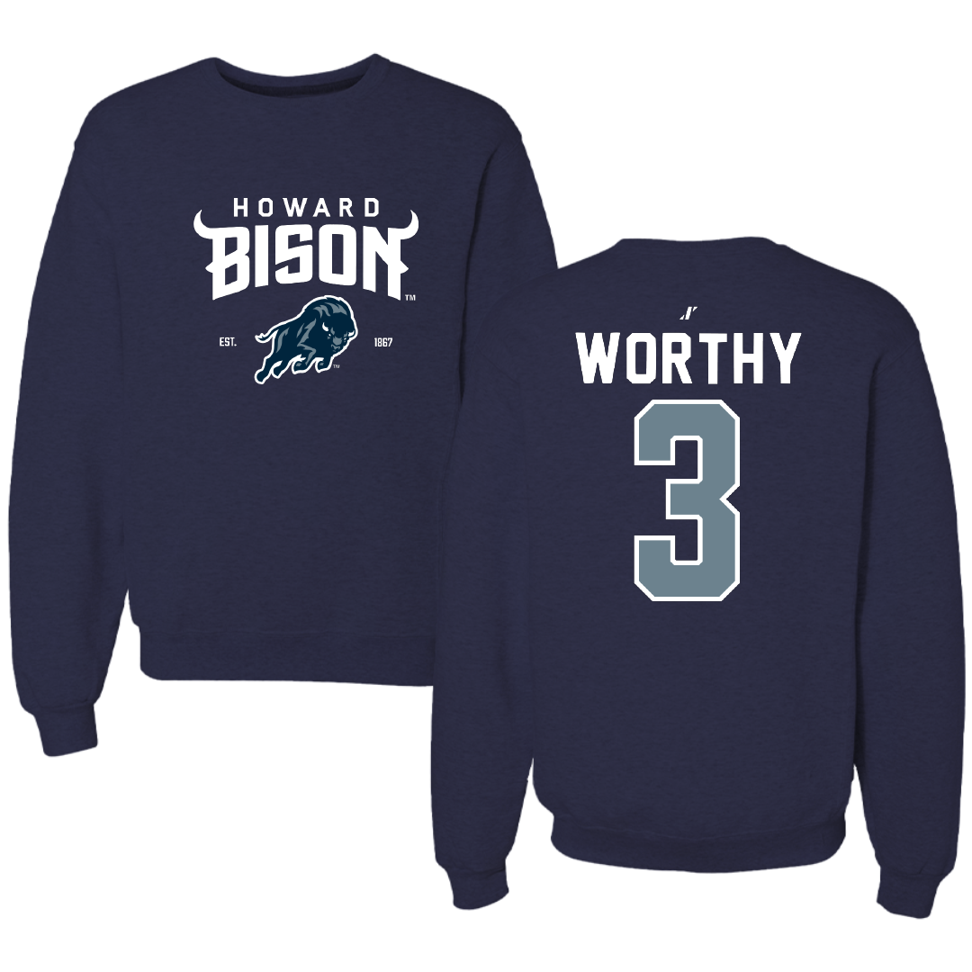 Howard University Softball Navy General Crewneck - #3 Bianca Worthy