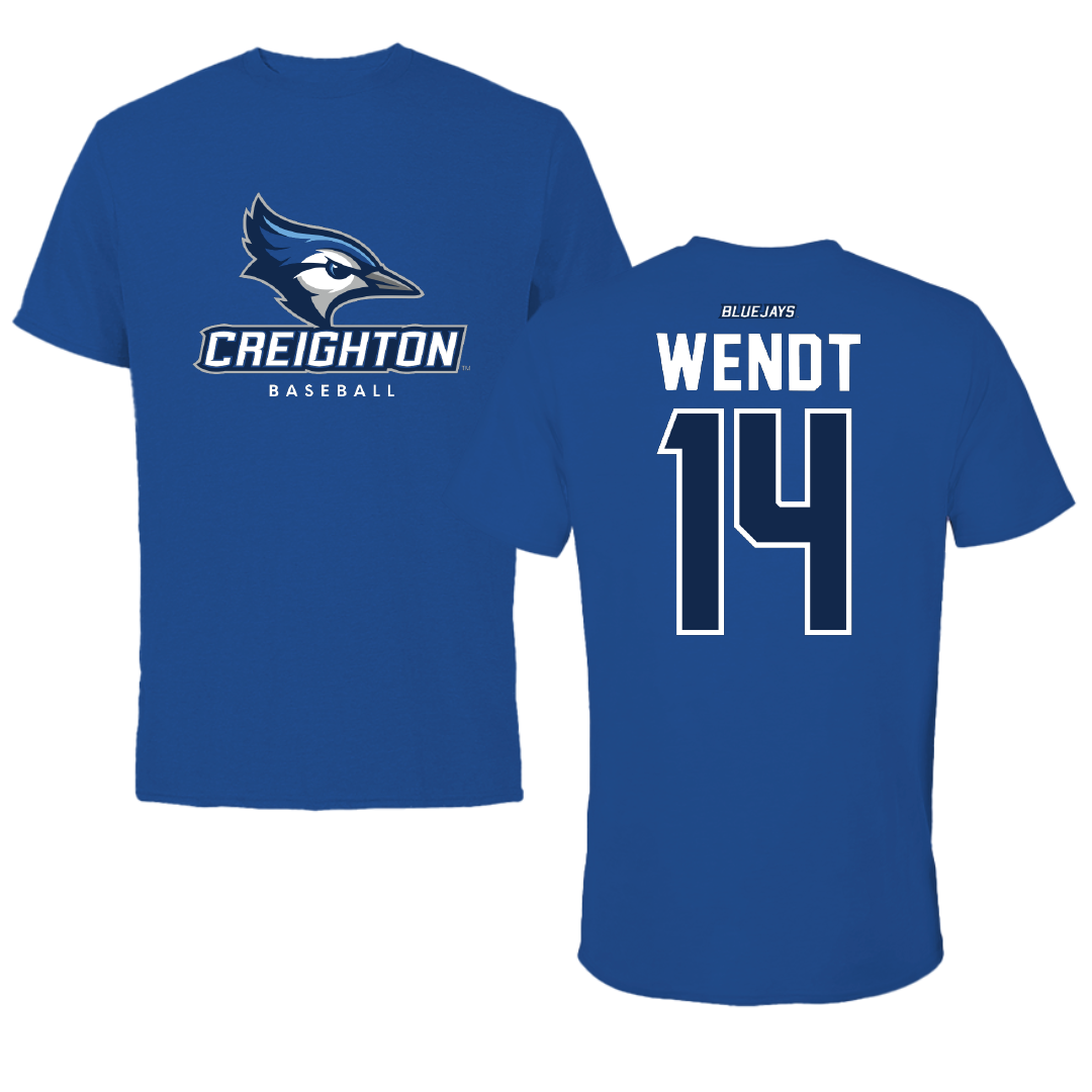 Creighton University Baseball Blue Performance Tee - #14 Shea Wendt