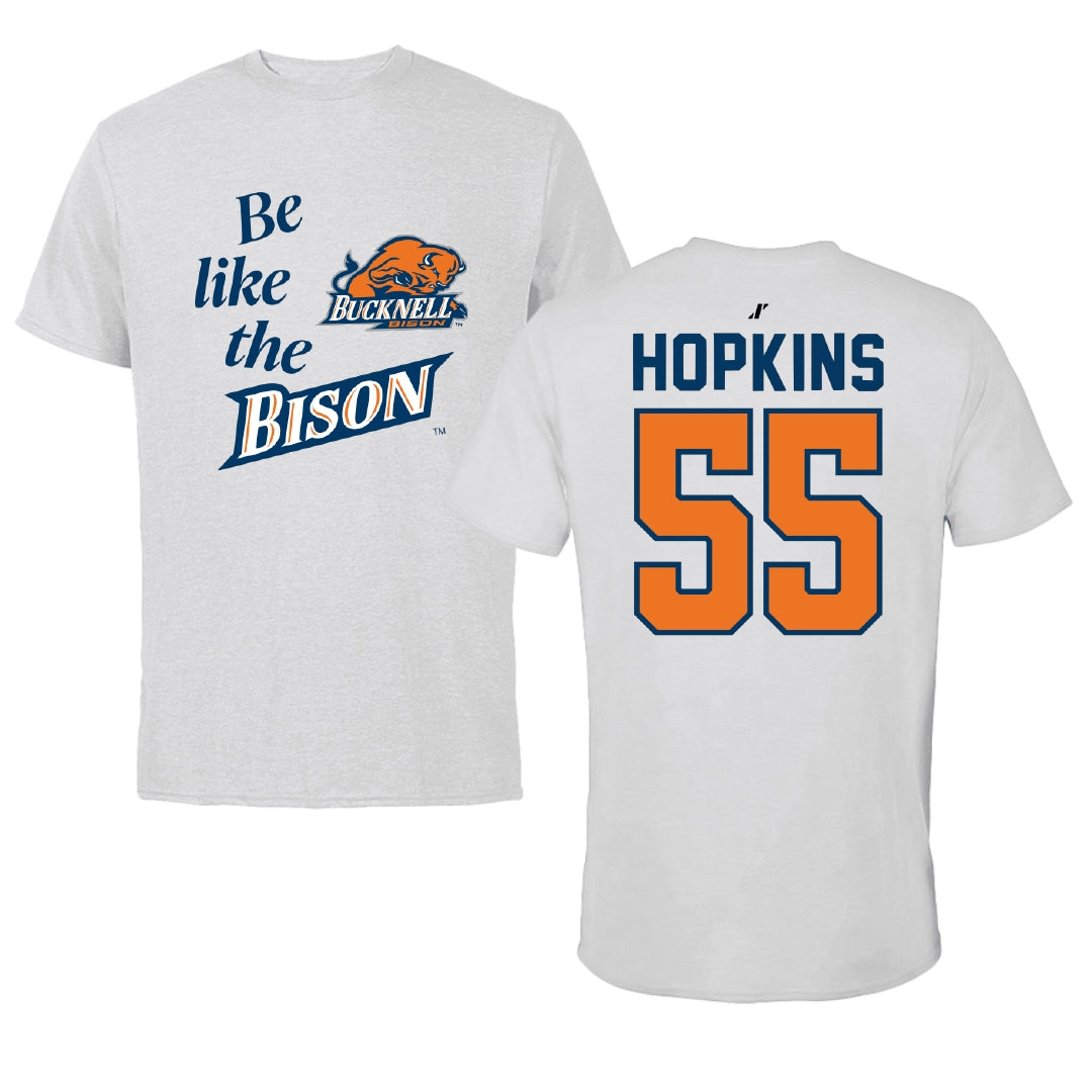 Bucknell University Lacrosse Light Gray Be Like Us Performance Tee - #55 Will Hopkins