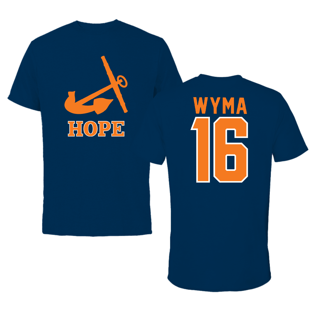 Hope College Volleyball Navy Performance Tee - #16 Olivia Wyma