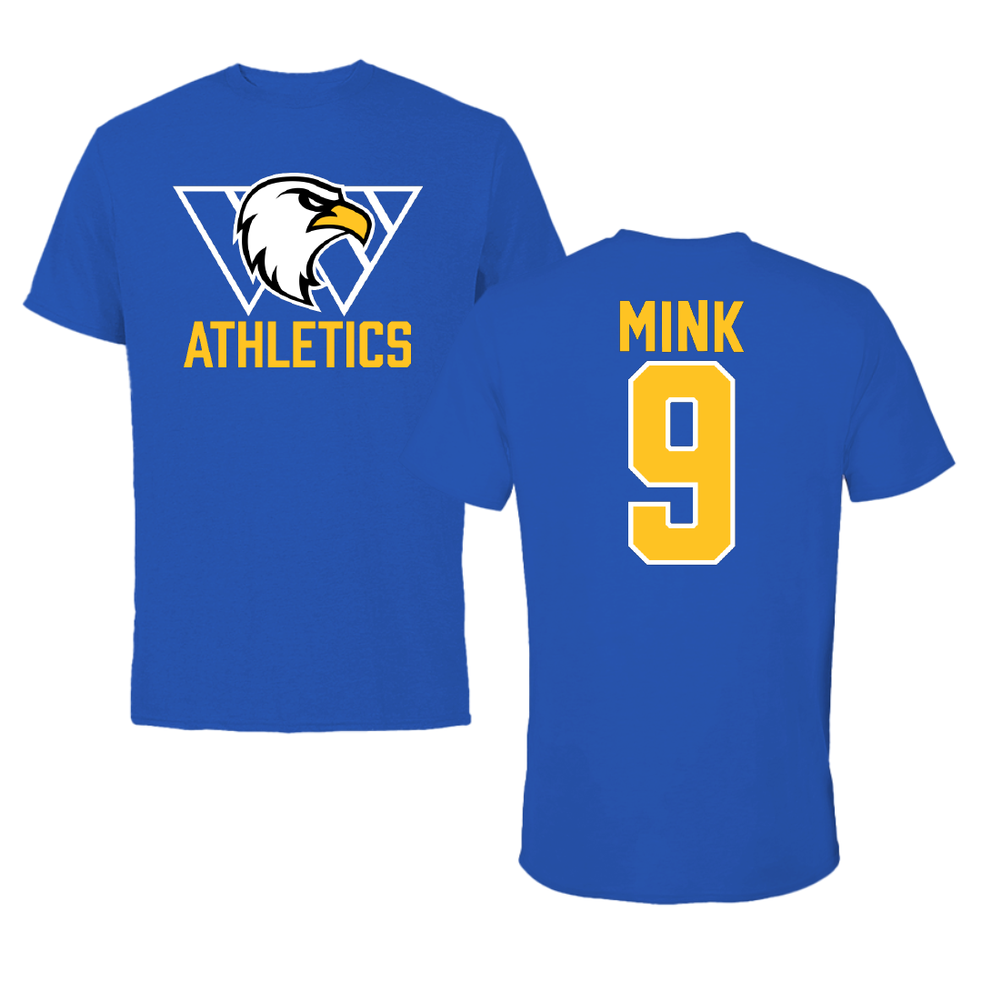 Williams Baptist University Baseball Blue Tee - #9 Gavin Mink