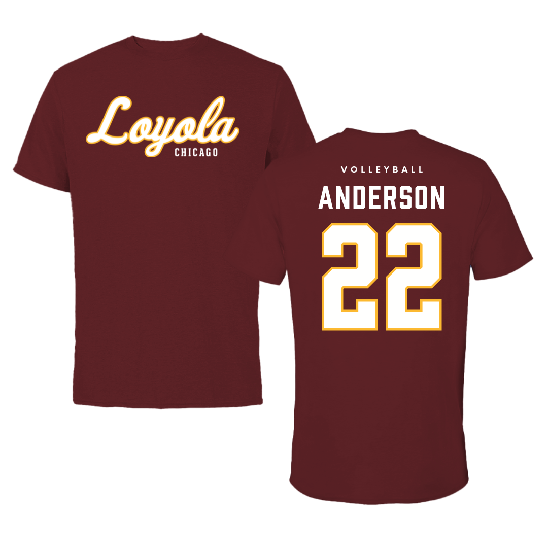Loyola University-Chicago Volleyball Maroon Loyola Tee - #22 Lukas Anderson