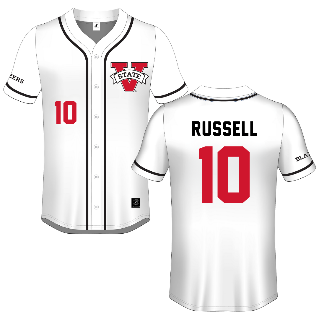 Valdosta State University White Button-Down Jersey - #10 Carson Russell