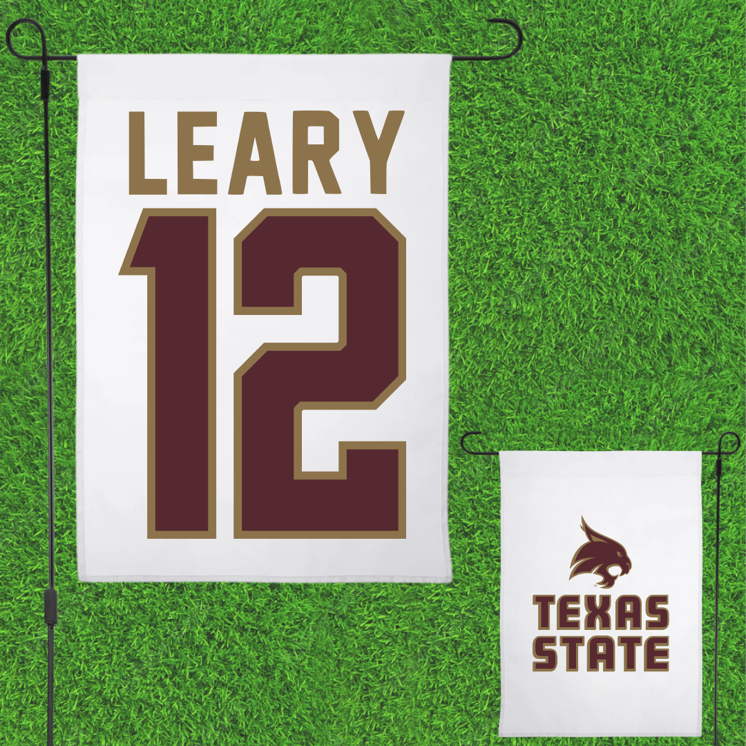 Texas State University Baseball White Garden Flag - #12 Ryan Leary