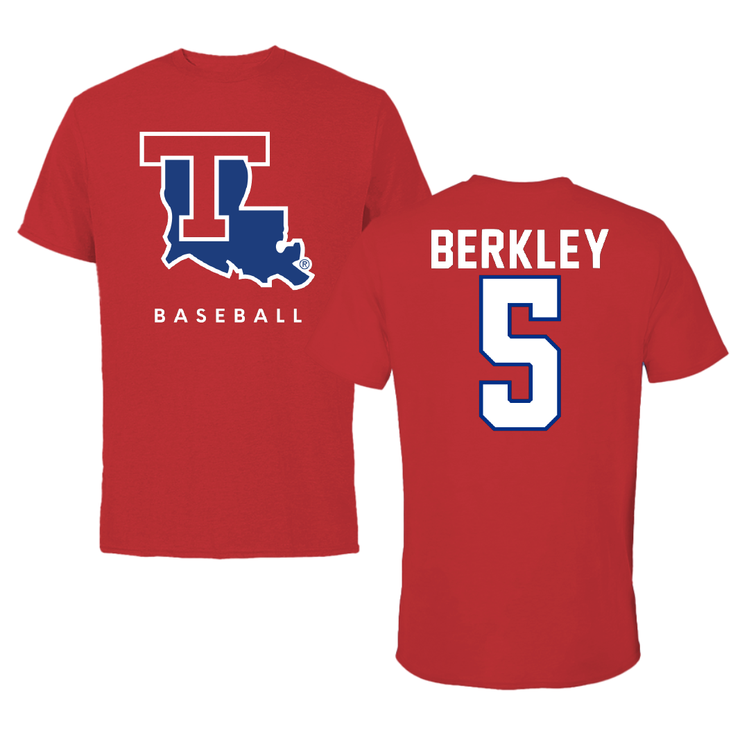 Louisiana Tech University Baseball Red Tee - #5 Garrison Berkley