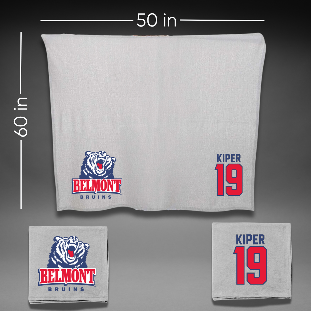 Belmont University Soccer Gray Blanket - #19 Brock Kiper