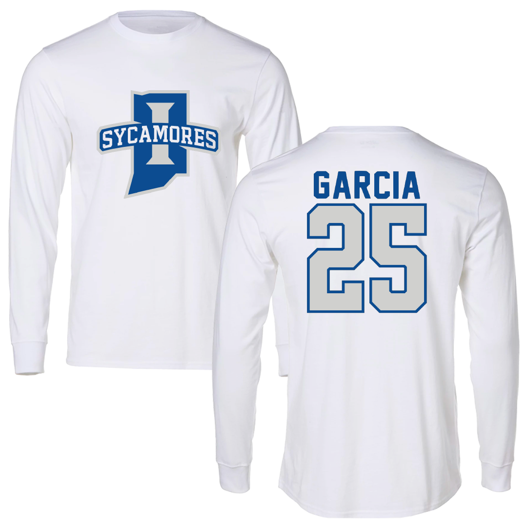 Indiana State University Soccer White Performance Long Sleeve - #25 Isabel Garcia