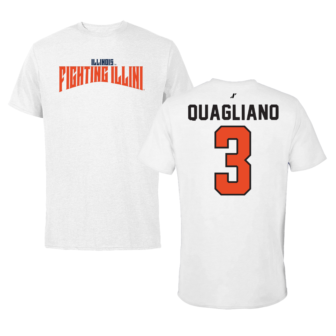 University of Illinois Baseball White Classic Performance Tee - #3 Coltin Quagliano