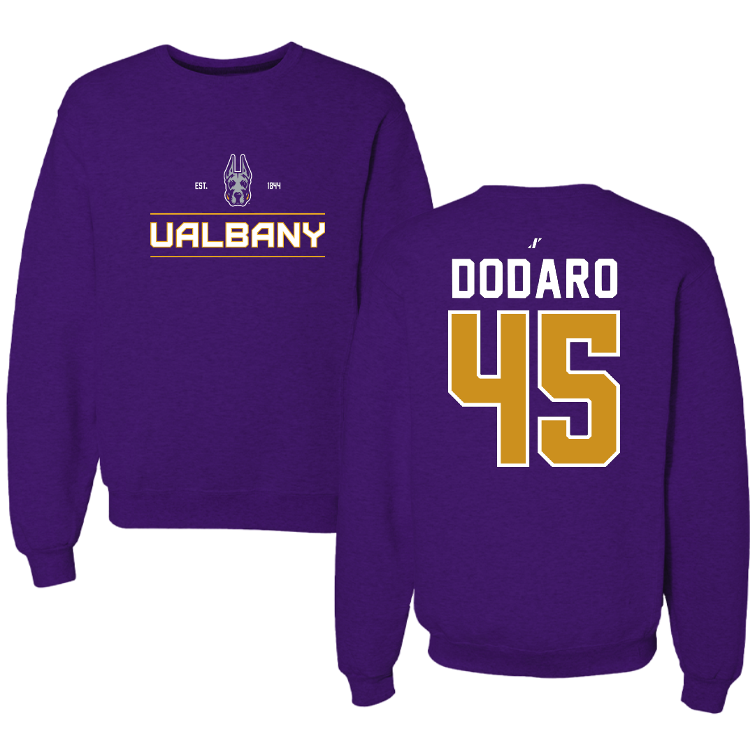University at Albany Football Purple General Crewneck - #45 John Dodaro