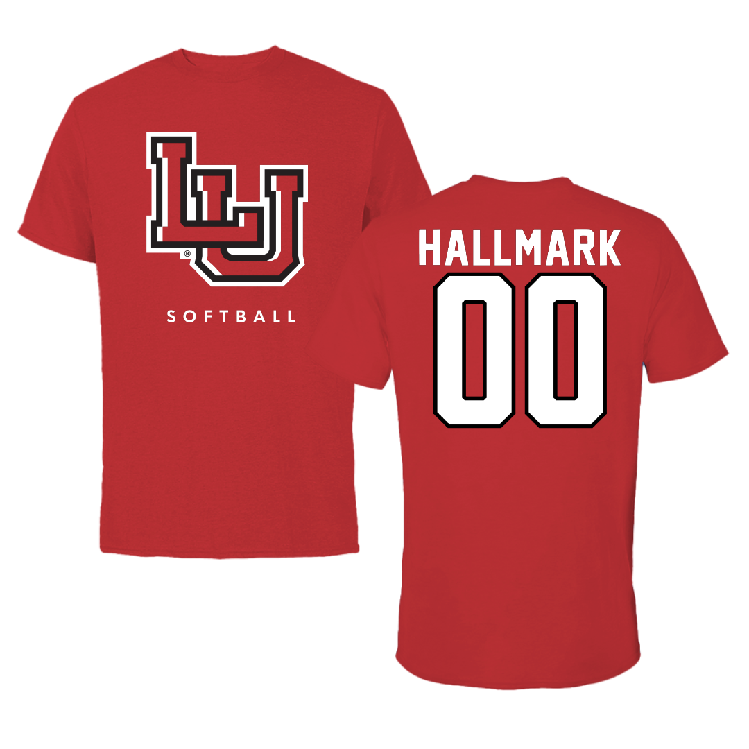 Lamar University Softball Red Tee - #00 Neveah Hallmark