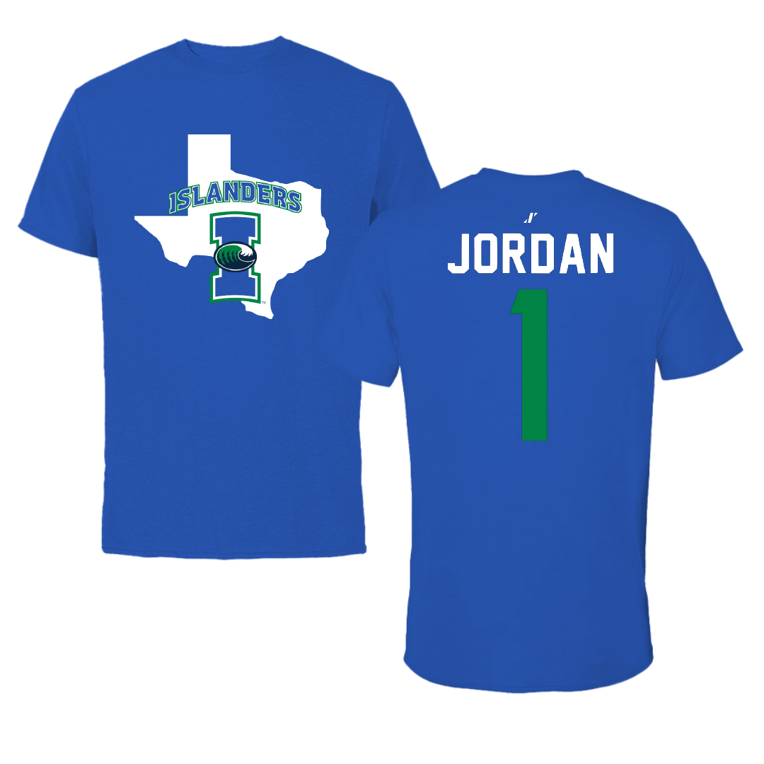 Texas A&M University-Corpus Christi Beach Volleyball Blue State Tee - #1 Raven Jordan