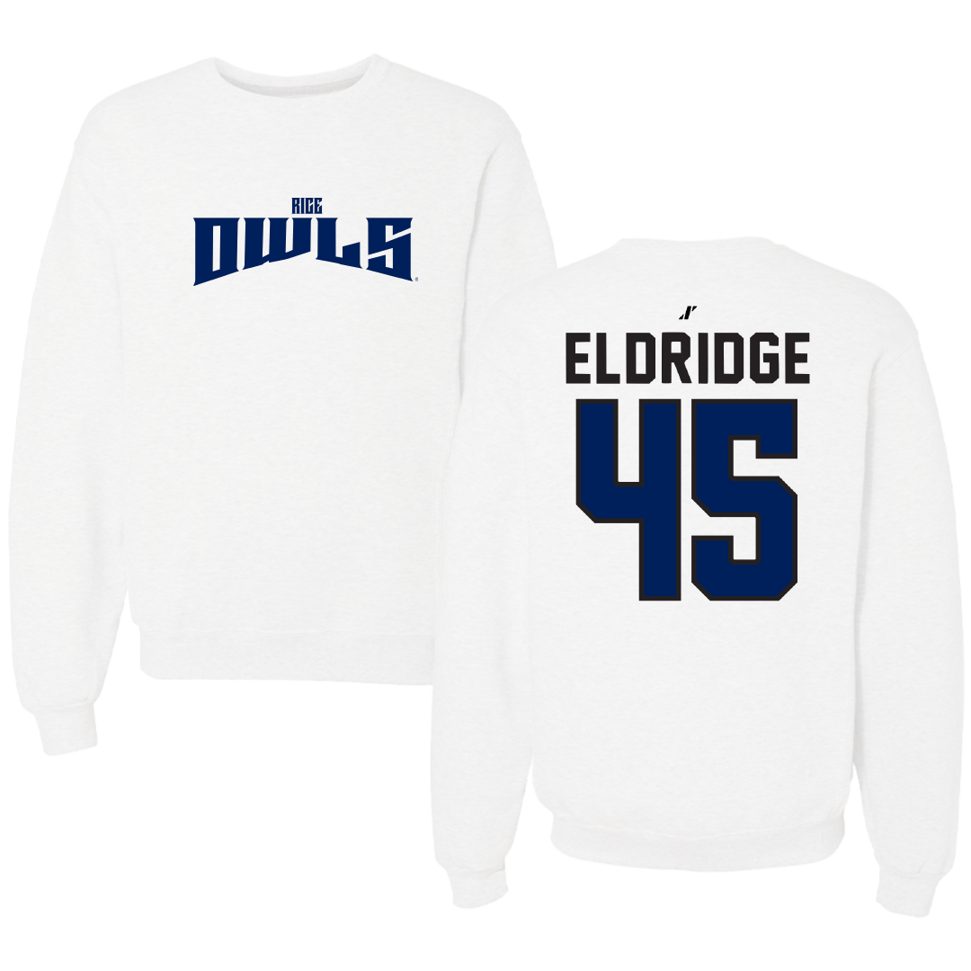 Rice University Baseball White Classic Crewneck - #45 Barrett Eldridge