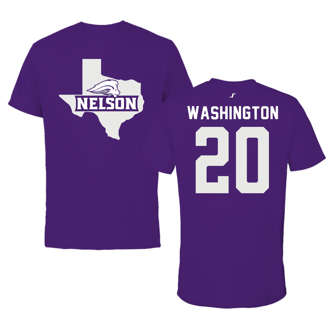 Nelson University Football Purple State Tee - #20 Jaylon Washington